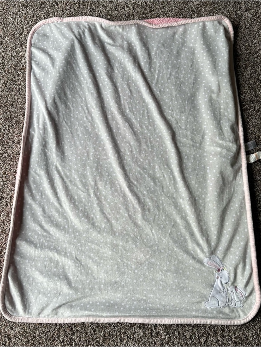 Gerber Baby Blanket with Bunny Applique - Pink Trim